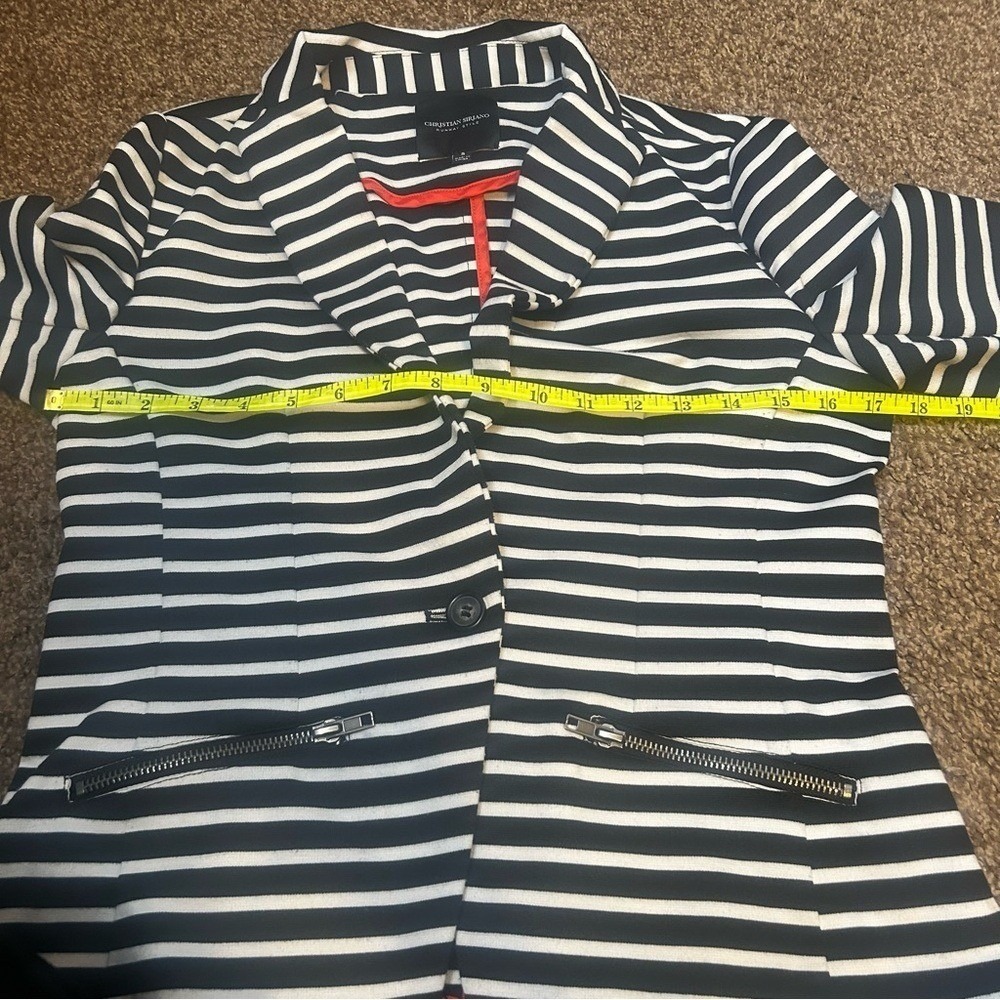 Christian Siriano Runway Style Black White Striped Blazer 3/4 Sleeve SCCS4002 S - Picture 4 of 7